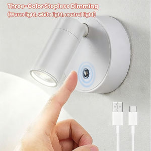 Magnetic Base Led Wireless Wall Light Three-Color Stepless Dimming USB Rechargeable Wall Mounted Spotlight