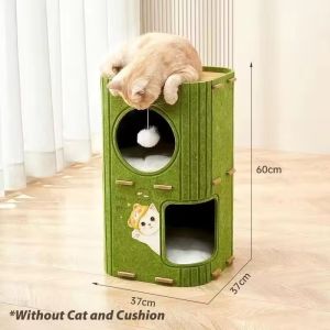 Cat Cave Bed Multi-layer Climbing Frame Tunnel House Integrated Scratching Post Semi Enclosed Tempat Tidur Kucing