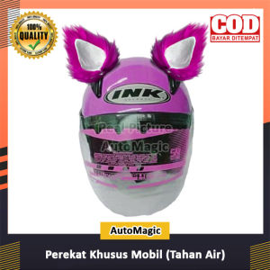Helm Telinga Kucing Bulu Panjang 5cm- Helm Kuping Kucing harga isi 2 pics Bulu Import Korea Lembut Kuat [Pink Putih] [Universal] (Original) (Bisa COD)