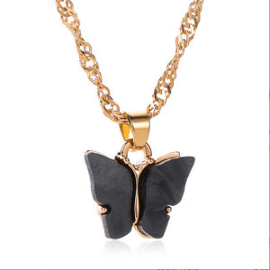 Indo - Kalung Wanita korea Kupu-kupu / Colorful Butterfly Necklace Simple Chain / Kalung Rantai Liontin Kupu-Kupu Import