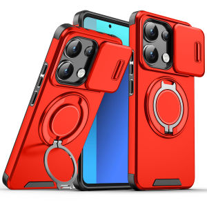 Slide Lens Protect Armor Phone Case For Xiaomi Redmi Note 13 Pro 5G 4G Funda Car Magnetic Ring Cover for Redmy Note13 Pro + Plus