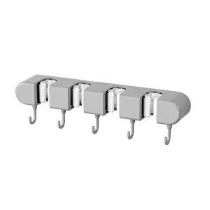Broom Mop Holder with Hooks Wall Mounted Storage Rack White Grey