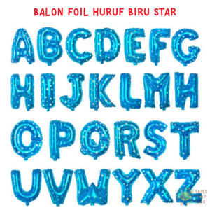 TAIYO Balon Foil Huruf Angka Biru Star 40cm 1 pcs Balloon Alphabet Number Abjad Nomor Dekorasi Pesta
