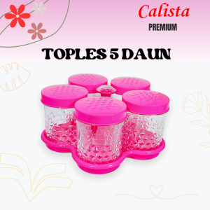Toples Calista Premium 5 Daun Bunga Toples Kue Kering snack Akrilik Set