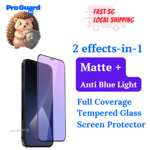 [SG] iPhone 2-in-1 Matte Anti Blue Light Full Coverage Tempered Glass iPhone 17 Pro Max Air 16 Pro Max Plus 17e 16e 15 Pro Max Plus iPhone 14 Pro Max Plus 13 Pro Max 12 Pro Max Mini 8 Plus 7 Plus SE 2022 SE 2020 Screen Protector