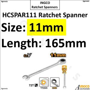 INGCO Combination Ratchet Spanner Wrench (8mm to 27mm) Cr-V Steel Metric Hand Tool