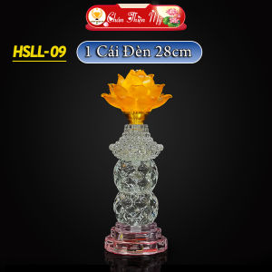 Đèn Lưu Ly Hoa Sen Cao Cấp Có Led Đổi Màu Để Bàn Thờ Phật Trang Trí Bàn Thờ Gia Tiên HSLL-09