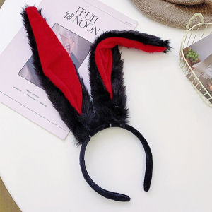 Salime Female cute Girls Lolita Cosplay Headband Fluffy Plush Sweet Long Rabbit Bunny Ears Bandana Hair Hoop Cartoon Anime Headpiece
