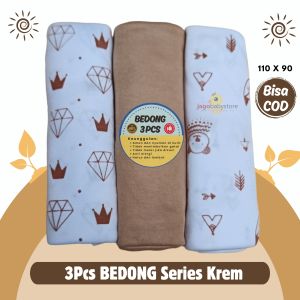 3 Pcs Bedong Bayi Series Coklat Krem - Bahan Lembut dan Halus - Bisa untuk Selimut