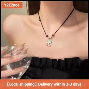 【Local shipping】 Trung Quốc Phong Cách Thời Trang Retro Bện Dây Vòng Cổ Bướm Hoa Mặt Trăng An Toàn Khóa Mặt Dây Chuyền Vòng Cổ Cho Phụ Nữ Đồ Trang Sức Cổ Điển