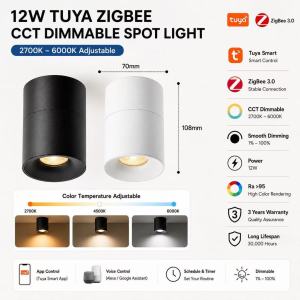 Tuya ZigBee 3.0 Smart Surface Spotlight 12W/24W CREE LED CCT Dimmable Ceiling Light