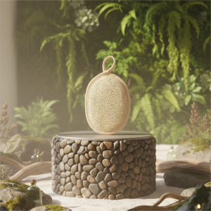 Bông Tắm Xơ Mướp 1 Mặt Xơ - Hình Oval - Size L 10 x 14 cm - KB Ecolife Oganic - Tự Nhiên