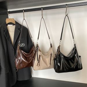 SKJK หนัง PU กระเป๋าสะพาย พร้อมกระเป๋าเล็ก ความจุขนาดใหญ่ กระเป๋าโท้ต แฟชั่น ผ้าสีพื้น กระเป๋าถือ