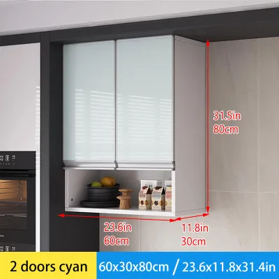 Wooden kitchen cabinets for storing seasonings wall mounted cabinets kitchen balconies tempered glass doors