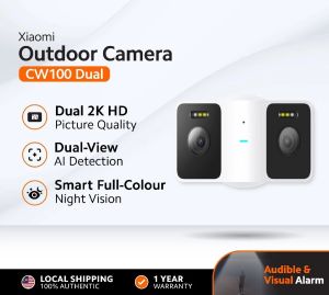 Xiaomi Outdoor Camera CW100 Dual | 3MP 2K HD Resolution | Dual-Lens Panorama View | Audible & Visual Alarm Deterrent