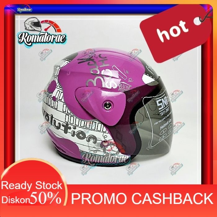 HELM EVOLUTION NOTE PURPLE WHITE GLOSS HALF FACE MODEL GM EVO
