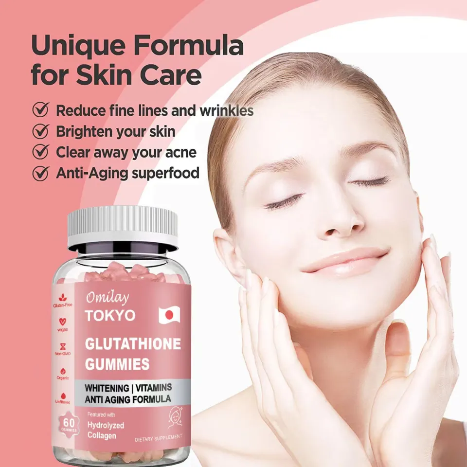 Omilay TOKYO Glutathione Gummies Whitening Collagen Gummies Vitamin Skin  Anti-Aging Boost Immunit Beauty Gummies Vitamin Fudge Weight Loss