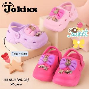 Sandal Let Bakpao Jokixx Eva Anak Cewek Ban Hias Pita Bunny Gold Buterrfly Super Cute Empuk Trendy / Size 20-23 (33M-3)