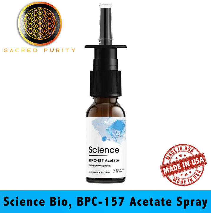 Science Bio, BPC-157 Acetate (Peptide) – 0.33 FL OZ (10ml) Spray, 50mg BPC- 157 (500mcg per spray) - Imported From USA