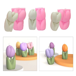 Colorful Flowers Theme Silicone Mould Smooth Mold Tulips Shape Soap Molds Ornament Casting Moulds