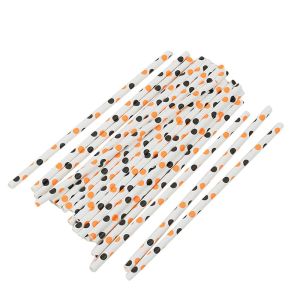 NCNC(OKDEALS01) Creative Cute GhostBatPumpkin Pattern Biodegradable Disposable Party Favors Paper Straws Halloween Straws Home Supplies