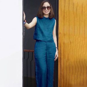 Short Casual Suit Casual Suit Womens Casual Suit Loose Long Pants Linen Linen Casual Suit