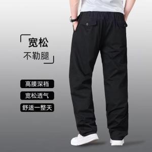 Mens Spring Summer Thin Cargo Pants Loose Straight Multi Pocket Plus Size Casual Athletic Long Trousers