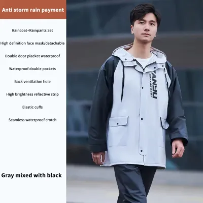 Raincoat For Motorcycle Rider Kapote Original Makapal Raincoat Waterproof For Men Thickened Set Rain Coat Heavy Duty Raincoats For Adult Makapal Rain Jackets And Pants Waterproof For Men High Brightnessnight Reflective Strips Raincoat Rubberized