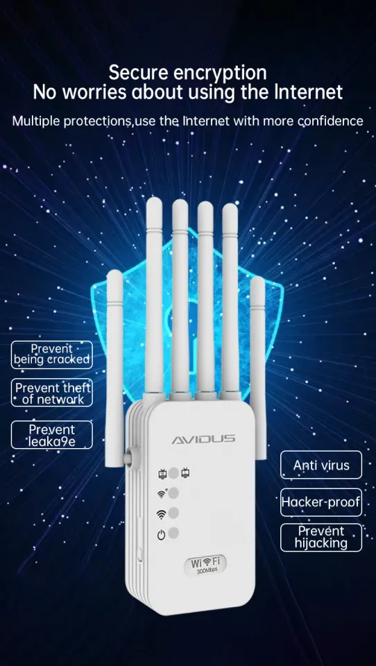 AVIDUS Wireless WiFi Repeater 6-antenna Ehanced Version signal