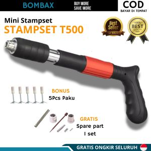 Stampset T5000 Multifungsi Hitam Berkilau Paku Tembak Manual untuk Kayu/Bes/beton - BOMBAX