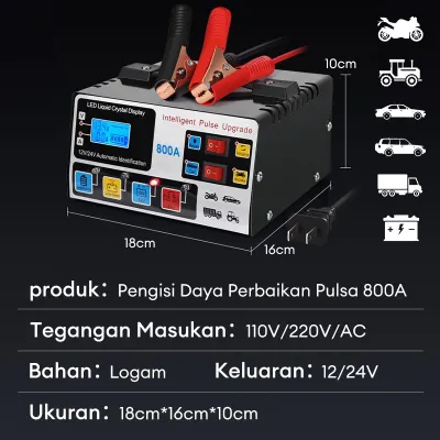 Termurah Charger Aki Otomatis Smart Intelligent Auto Repair Mobil Pengisi daya 800A Yamaha Honda