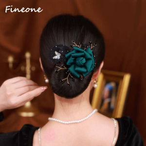 Green Rose Invisible Hair Coiler Lazy People Hairpin Fabric Hair Accessories Hair Clips for Women