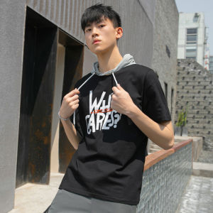 MARK BELT cotton Men tshirt Casual Graphic Print Loose Hooded Tops Tees Shirts Male New Sportswear Hoodie Short Sleeve Mens T-shirt Clothing 2022 Summer