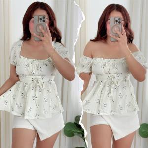 Gingham Off-Shoulder Peplum Top