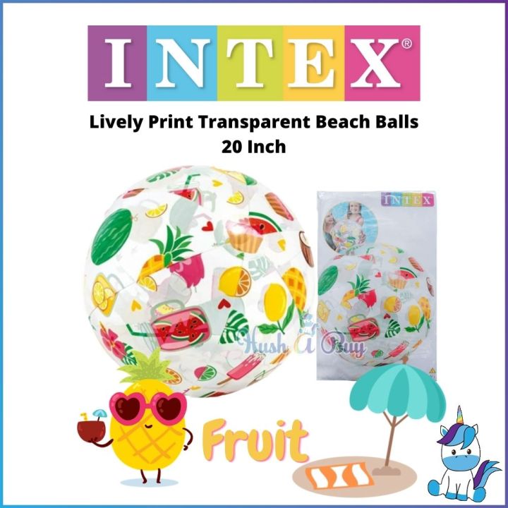 INTEX Lively Print Transparent Beach Balls 20 Inch Giant