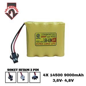 Baterai Mainan Anak RC 4x 14500 9000mAh 36V-48V Tahan 2 jam Soket Hitam 2 pin