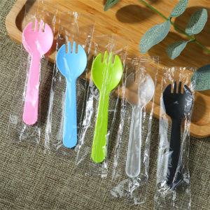 100pcs Cake Spoon Individually Packed Disposable Fork Spoon Dessert Spoon Fruit Fork Birthday