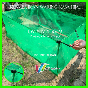 Super Seller - Keramba Ikan waring jaring kasa hijau untuk larva ikan burayak siap pakai ukuran kecil 15x1x05