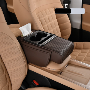 Multifunctional Car Armrest Cushion With Integrated Booster Auto Center Console Armrest Cushion Leather Armrest Pad