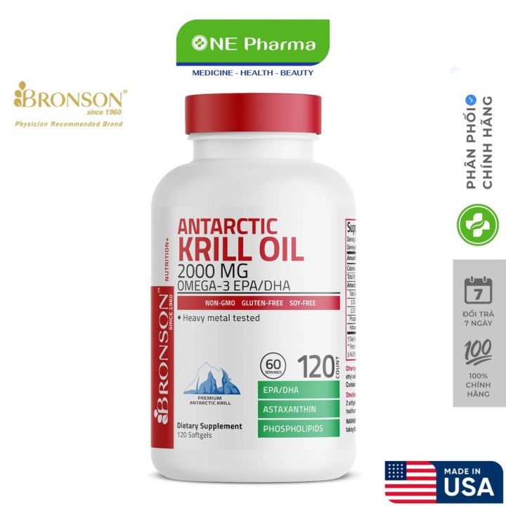Viên Uống Dầu Nhuyễn Thể Bronson Antarctic Krill Oil Omega-3 EPA DHA 2 ...