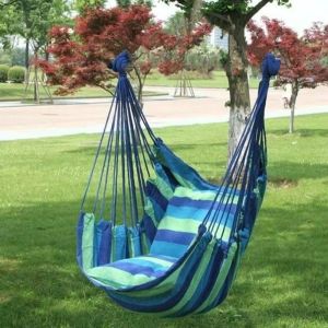 MIRACLE HOME STORE Colorful Stripe Dormitory Hammock Chair Comfortable Thicken Outdoor Hanging Chair Leisure Canvas Garden Swing Chair Indoor Use