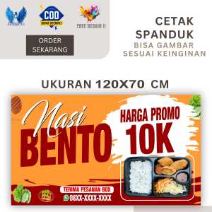 Spanduk Banner NASI BENTO PROMO 10K Bisa Request