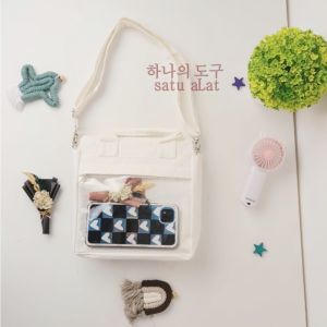 SATU ALAT Tas Selempang GANGNAM TRANSPARAN 100% Canvas Premium Tebal Tas Kanvas