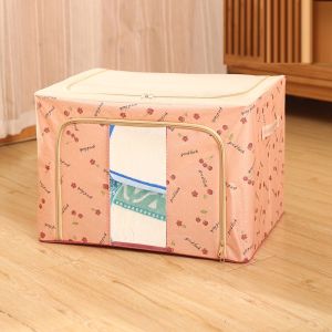 100L Foldable Storage BoxHigh Quality Non-Woven Waterproof Clothing Oxford Foldable Storage Bag Box Organizer Large Durable Box Oxford Steel Frame Storage Box