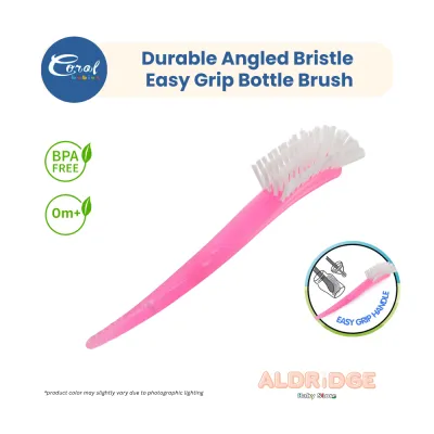 Coral Babies Baby Bottle Brush and Nipple Brush Cleaner Angled Bristle Heavy Duty With Case BPA Free