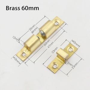 1 ชิ้น 40/50/60/70 มม. ทองเหลืองทองแดงสปริงคู่ลูกเหล็กจับสลักสําหรับตู้เฟอร์นิเจอร์ตู้ประตูบัฟเฟอร์ปรับอุปกรณ์ฮาร์ดแวร์ สกรูฟรี