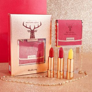 3 Lipstick In 1 Chain Bag Lipstick Set Velvet Long-lasting Matte Hydrating High Pigmentation Lightweight