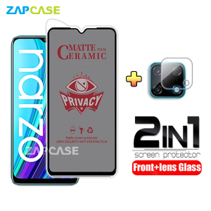 PAKET 2in1 Anti Gores Layar Privacy Realme Narzo 30A Free Tempered Glass Camera Lens