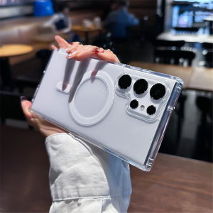 Samsung S24 Ultra Magsafing Case เคสโทรศัพท์ชาร์จไร้สายแบบแม่เหล็ก Samsung S25 Ultra S22 S23 S24 FE S24 Plus A17 A07 A56 A16 A06 A36 A26 เคสซิลิโคนกันกระแทกใสหรูหรา