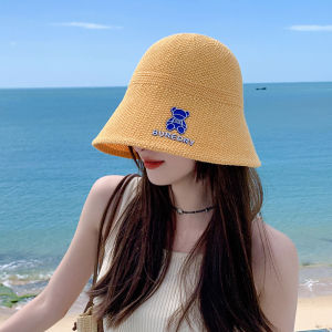 Mũ tai bèo vành cụp thời trang có dây rút điều chỉnh vòng đầu họa tiết con gấu